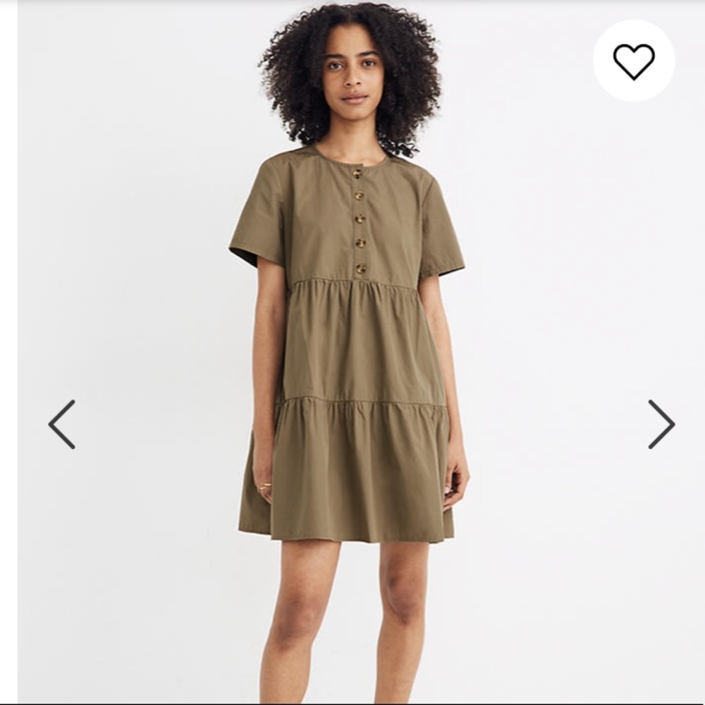 Madewelll Button-Front Short-Sleeve Tiered Dress